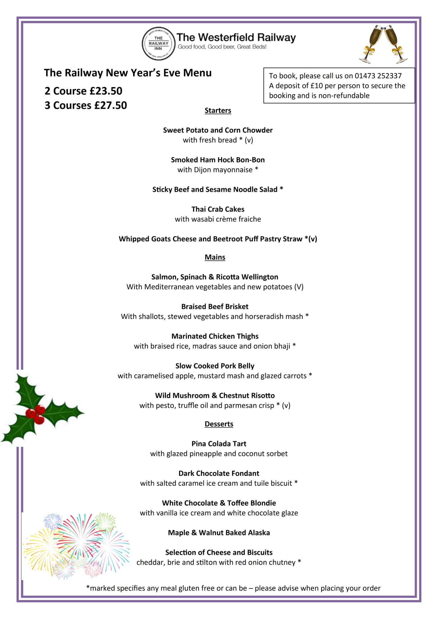 New Years Eve Menu - The Railway Inn
